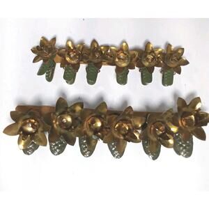 Vintage Brass And Metal Flower Pivoting Christmas Tree Candle Clips Set Of 12